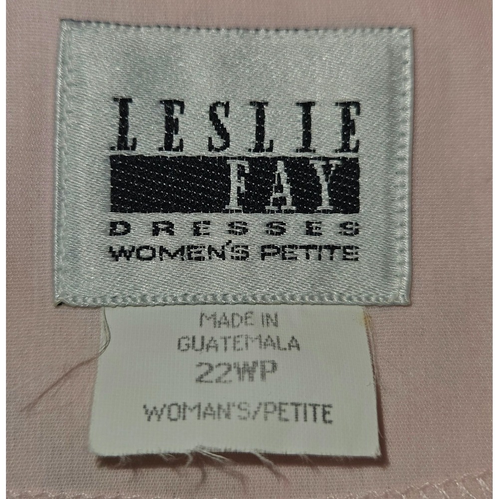 Vintage Leslie Fay Dresses Womens 22WP Pink 2 Piece Skirt Set Scalloped Rhinesto - Picture 4 of 15